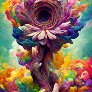 迷幻之神在花做成的漩涡中跳舞